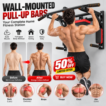 Wall-Mounted Pull-Up Bar – Multi-Grip Design, Heavy-Duty 200KG Capacity for Full Upper Body Home Workouts