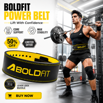BOLDFIT Power Belt – Leverlock Powerlifting Belt – 10mm Thick, Premium Leather, Double Stitch – Maximum Core Support & Stability – For Squat, Deadlift & Heavy Press – Lift With Confidence