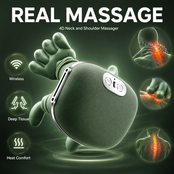 4D Neck and Shoulder Massager – Wireless Deep Tissue Massage with Heat Therapy – 4D Shiatsu Kneading, Ergonomic Fit, Portable – Relieves Neck Pain & Shoulder Tension – Hands-Free Relaxation – Long Battery Life