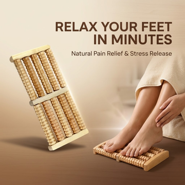 Natural Foot Massage Roller | Wooden Reflexology Massager for Plantar Fasciitis, Heel Pain & Stress Relief | Improves Circulation & Relaxes Feet in Minutes
